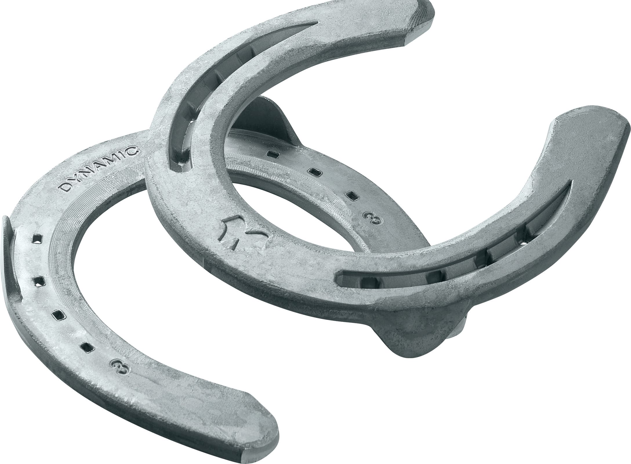 Mustad DynamIc horseshoes, front with side clips, 3D view