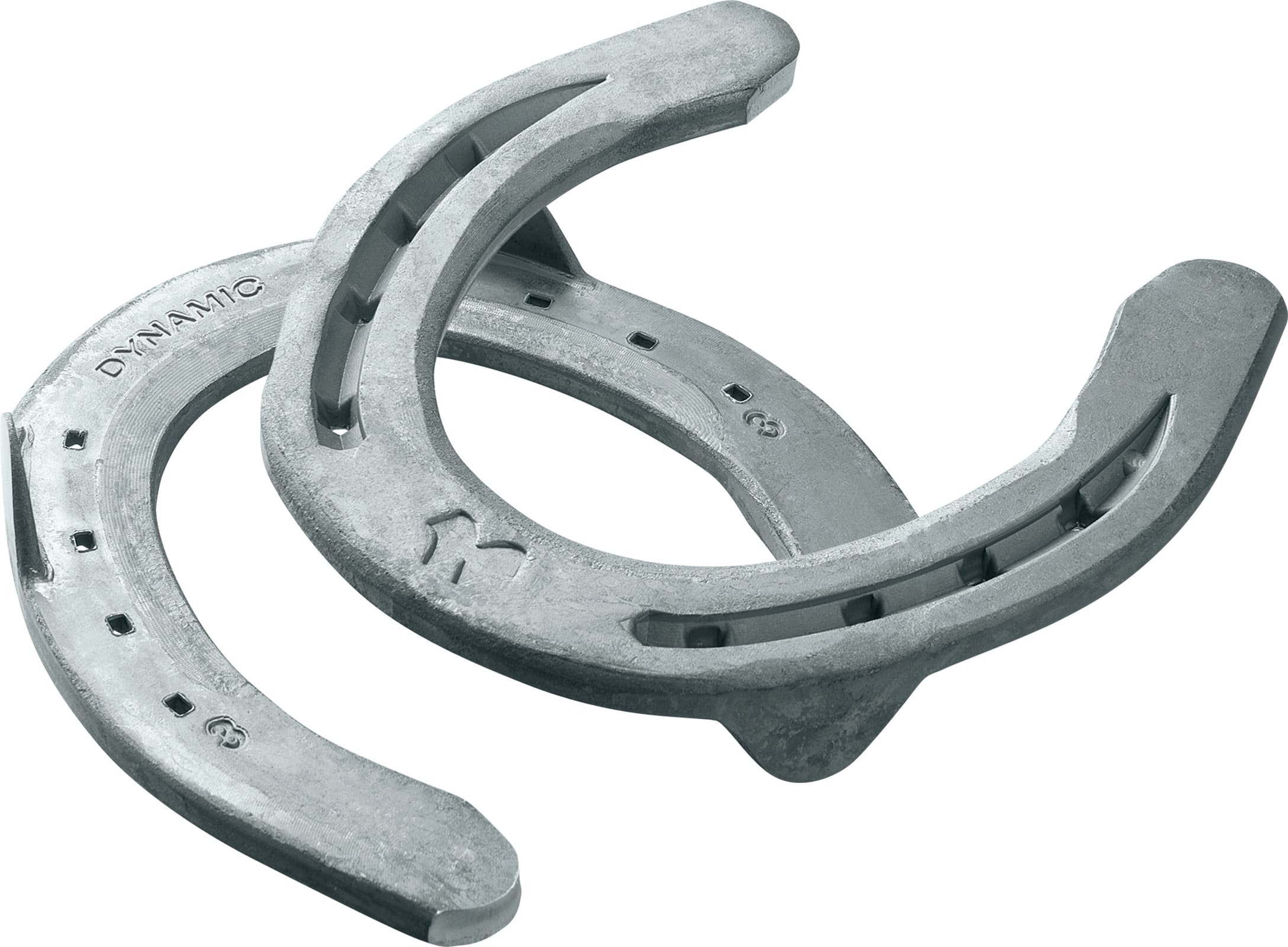 Mustad DynaMic horseshoes, hind with side clips, 3D view