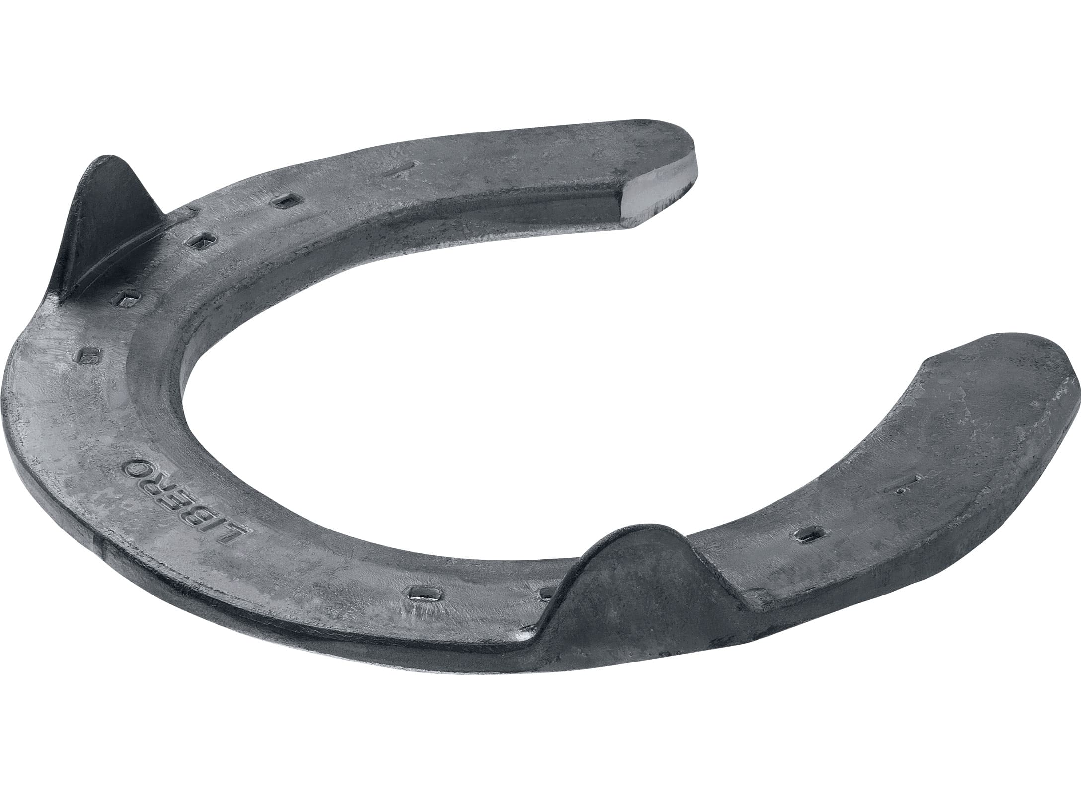 Mustad LiBero Equi-Librium horseshoe, front, 3D top view