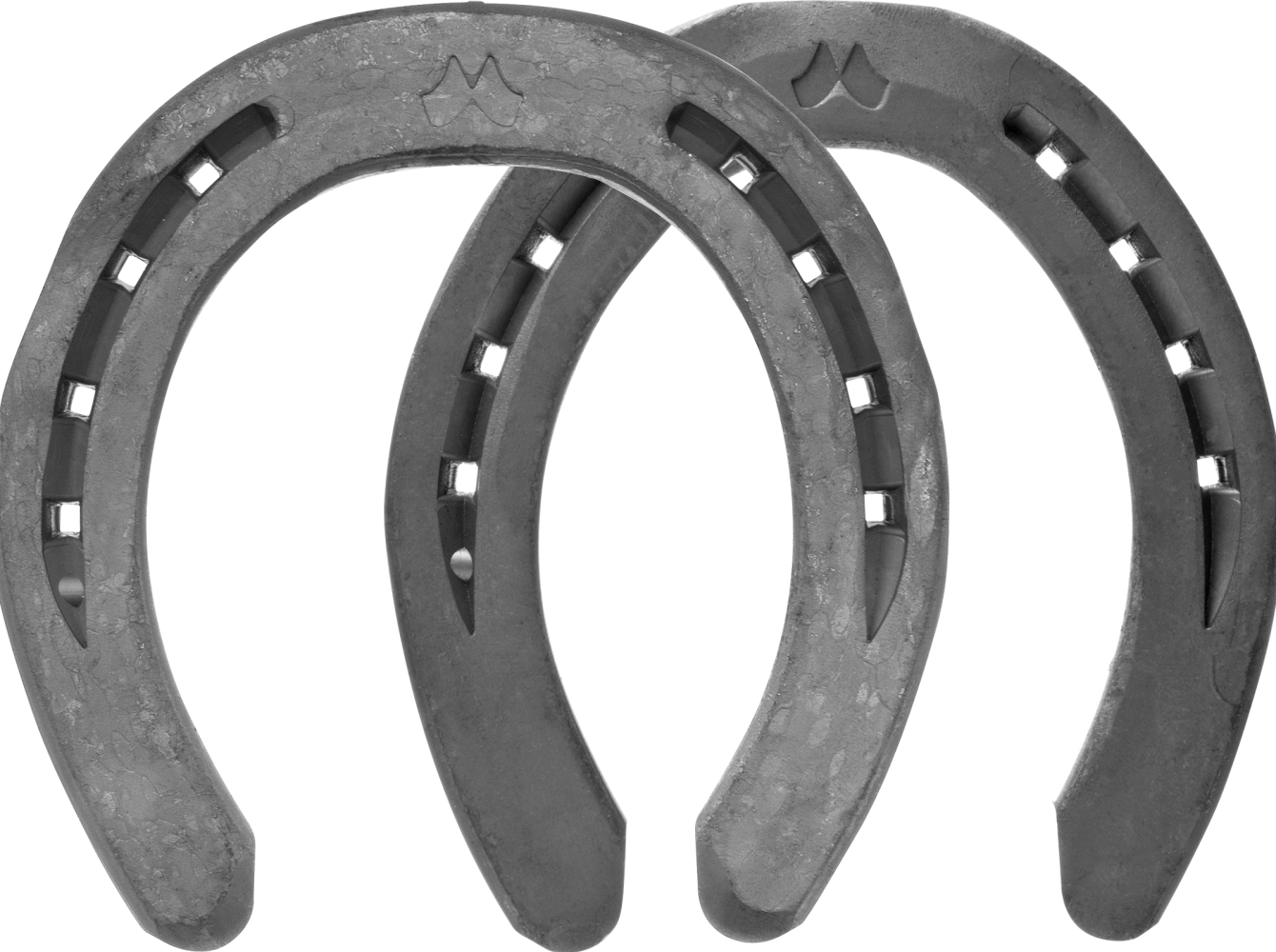 Mustad LiBero horseshoes front and hind, bottom view
