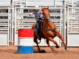 Horse and rider in a barrel race