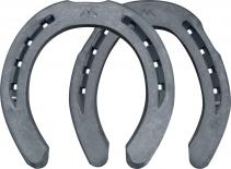 Mustad BaseMax horseshoes, front and hind, bottom view