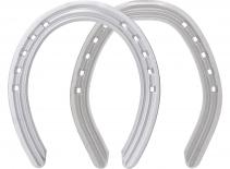 St. Croix Ultra Lite Aluminium horseshoes, front and hind, bottom side view